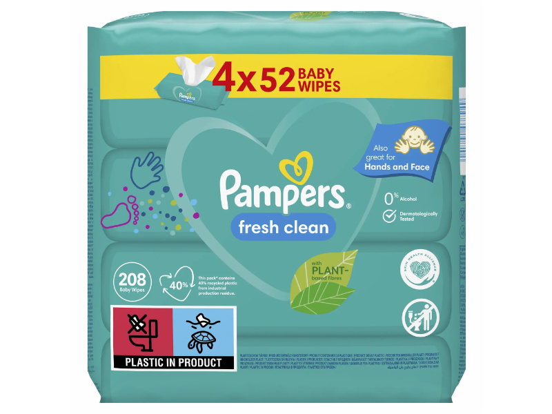  Pampers Fresh Clean nedves törlőkendő 4x52db (10BW010067) akciós termékkép 1