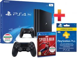 PS4 Pro 1TB Konzol + Spider-Man + 1 PS4 Kontroller + 90 napos PS Plus