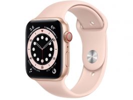 Apple Watch S6 GPS + Cellular 44mm (MG2D3HC/A) Aranyszínű alumíniumtok, rózsakvarcszínű sportszíj