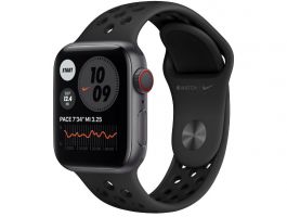 Apple Watch Nike S6 GPS + Cellular 40mm (M07E3HC/A) Asztroszürke alumíniumtok, fekete sportszíj