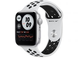 Apple Watch SE Nike GPS 44mm (MYYH2HC/A) Ezüstszínű alumíniumtok, platinaszín-fekete sportszíj