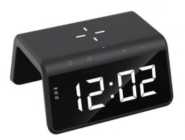 Havit W320 Mobile series - Asztali digitális óra + Vezeték nélküli töltő - Fekete