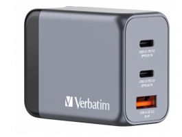 Verbatim GNC-65 GaN 65W 3-portos töltő (VE1548) szürke