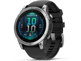 GARMIN fenix E 47 mm rozsdamentes acél, fekete szilikon szíjjal (010-03025-00)