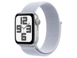 Apple Watch SE2 v3 GPS 44mm (MXET3QH/A) ezüstszínű alumíniumtok, fakókék sportpánt