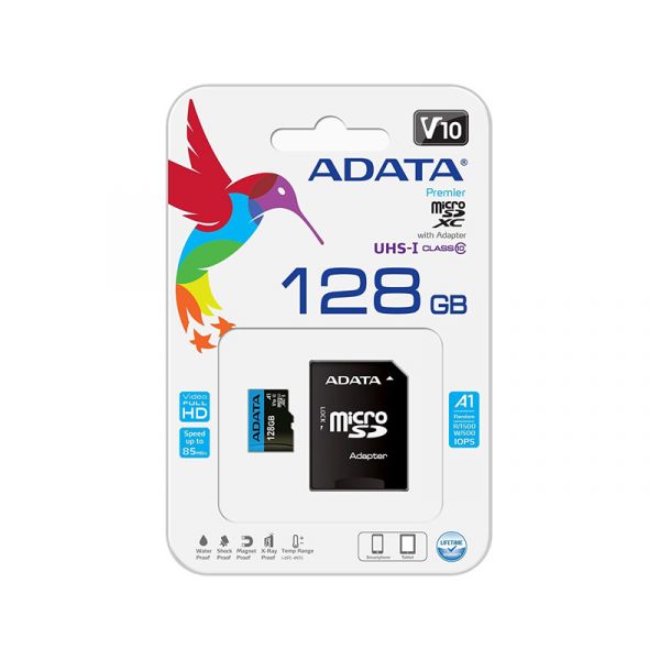 ADATA MicroSDHC 128GB Memóriakártya + Adapter (AUSDX128GUICL10A1-RA1)