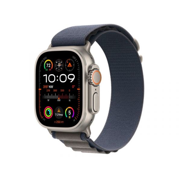 Apple Watch Ultra 2 GPS + Cellular, 49mm-es titántok (MREQ3CM/A) kék alpesi pánt - Large