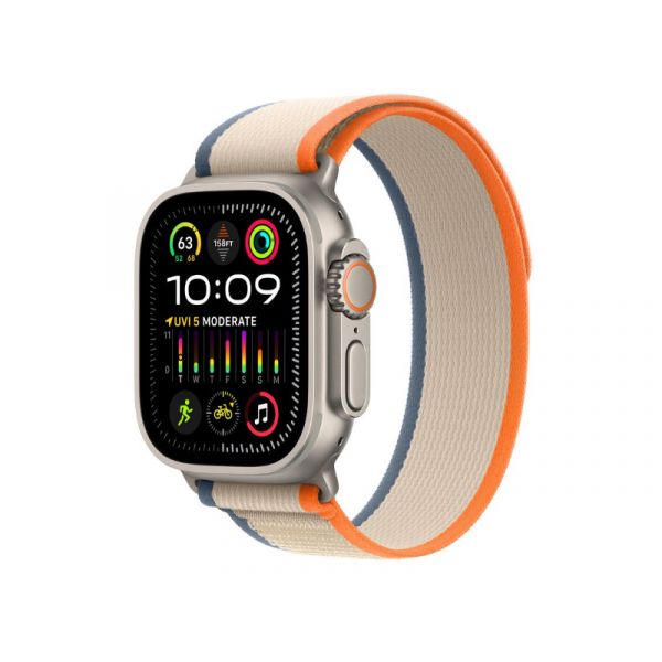 Apple Watch Ultra 2 GPS + Cellular, 49mm-es titántok (MRF13CM/A) narancs-bézs terep pánt - S/M