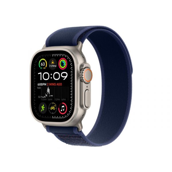 Apple Watch Ultra 2 GPS + Cellular (MX4J3CM/A) – 49 mm-es natúr titántok, kék terep pánt - S/M